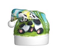 DLXW Two happy pandas Prints Christmas Hat for Adult Festive Celebrations as a Gift for Men and Women