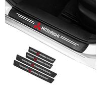 DLXYZML Car Sill Protectors Strips for Mitsubishi Eclipse Cross 2018-2021,Carbon Fiber with Emblem Door Entry Guards Door Sill Plate Protectors Welcome Pedal Decor Anti Scratch Automobile Accessories
