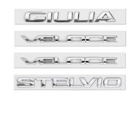 DLXYZML Car Stickers Emblem for Alfa Romeo Giulia 2016-2022,Aluminum Alloy Car Decoration 3D Three-dimensional Personalized Stickers Non Scratch Vehicle Paint Decals Stickers,Silver-Veloce