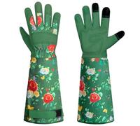 DLY Gardening-Gloves-for-Women, Breathable and Comfortable Long-Leather-Garden-Gloves, Rose/Blackberry Pruning Heavy Duty Gardening Work Gauntlet with Forearm Protection - Small
