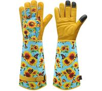 DLY Gardening-Gloves-for-Women, Thorn-Proof Long-Leather Garden Gloves, Rose/Blackberry Pruning Heavy Duty Gardening Work Gauntlet with Forearm Protection - X-Large