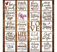 DLY LIFESTYLE 20 Piece Inspirational Word Stencil Set, Stencils for Painting on Wood, Canvas - Quotes Include Dream, Faith, Hope, Love - Reusable Art Stencils for Drawing & Signs - 8 Inch