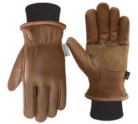 DLY Winter Leather Work Gloves for Men, Warm Thinsulate Insulation, Waterproof, Abrasion & Puncture Resistant, Cowhide Leather, Ideal for Cold Weather Work, X-Large, Brown, New