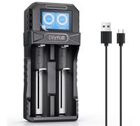 Dlyfull 18650 Battery Charger for 3.7V Li-ion Rechargeable Battery LCD Display with Type-C 5V/2A Fast Charging 26650 10440 16340(RCR123) 17335 17500 21700 22650 10340 Lithium Batteries