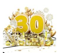 DLYMXGC 30th Anniversary Golden Gift Pop Up Greeting Card with Blank Note & Envelope, ideal celebration gift for Valentine's Day, Love, Birthday, Special Moments, Wedding, Holiday