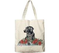Dlzdn Winter Black Labrador Dog Tote Bag Christmas Reusable Shopping Grocery Bag Beach Bag Birthday Gifts for Women Teacher