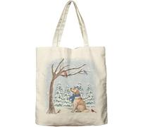 Dlzdn Winter Golden Retriever Dog Tote Bag Christmas Reusable Shopping Grocery Bag Beach Bag Birthday Gifts for Women Teacher
