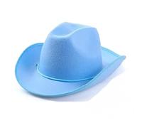 DLZFUDTY Cowboy Hat 2Pcs Cowboy Hat Felt Princess Performance Bound Western Cowgirl Bachelorette Birthday Party Costume Accessory(Blue)