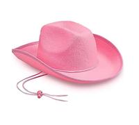 DLZFUDTY Cowboy Hat 2Pcs Cowboy Hat Felt Princess Performance Bound Western Cowgirl Bachelorette Birthday Party Costume Accessory(Pink)
