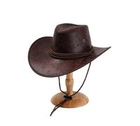 DLZFUDTY Cowboy Hat,Cowboy Hat Women Leather Big-edge Western Cowboy Hats Gentleman Cowgirl Jazz Hat Holidays Party Cosplay(Brown)