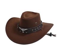 DLZFUDTY Cowboy Hat,Cowboy Hat Women Western Cowboy Hats Vintage Big-edge Gentleman Cowgirl Jazz Hat Holidays Party Cosplay(Brown)