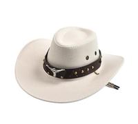 DLZFUDTY Cowboy Hat,Cowboy Hat Women Western Cowboy Hats Vintage Big-edge Gentleman Cowgirl Jazz Hat Holidays Party Cosplay(White)