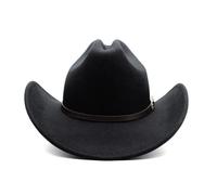 DLZFUDTY Cowboy Hat Vintage Western Cowboy Hat For Men's Gentleman Lady Cowgirl With Leather Wide Brim Cloche Hombre(Black01)