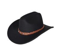 DLZFUDTY Cowboy Hat Vintage Western Cowboy Hat For Men's Gentleman Lady Cowgirl With Leather Wide Brim Cloche Hombre(Black02)