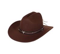 DLZFUDTY Cowboy Hat Vintage Western Cowboy Hat For Men's Gentleman Lady Cowgirl With Leather Wide Brim Cloche Hombre(Brown02)