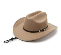 DLZFUDTY Cowboy Hat Wool Felt Cowboy Hat, Wide Rolled Brim Fedora For Equestrian Riding - Vintage Tweed Unisex Cap (B)