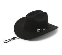 DLZFUDTY Cowboy Hat Wool Felt Cowboy Hat, Wide Rolled Brim Fedora For Equestrian Riding - Vintage Tweed Unisex Cap (Black)