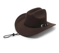 DLZFUDTY Cowboy Hat Wool Felt Cowboy Hat, Wide Rolled Brim Fedora For Equestrian Riding - Vintage Tweed Unisex Cap (Brown2)