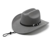 DLZFUDTY Cowboy Hat Wool Felt Cowboy Hat, Wide Rolled Brim Fedora For Equestrian Riding - Vintage Tweed Unisex Cap (Grey)