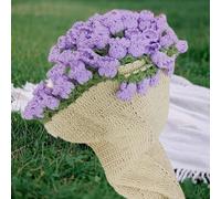 DLZFUDTY Crochet Flowers Rose Bouquet Blanket Handmade, Soft and Lightweight Romantic Rose Flower Bouquet Knitted Throw Blankets, Gift for Mother's Day, Valentine’s Day（Material package） (Purple)