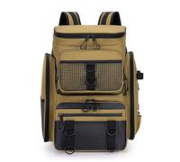 DLZFUDTY Fishing Bag,Fishing Backpack 50L Fishing Bag with Rod Holders Chest Fish Tackle Lure Organizer Storage Backpack Outdoor Camping Hiking Large Bagpack(Khaki)