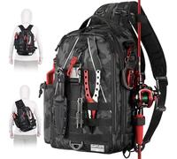 DLZFUDTY Fishing Bag,Fishing Backpack Fishing Backpack Bag - with Rod Holder Box for Men Women(Incognito Camouflage)