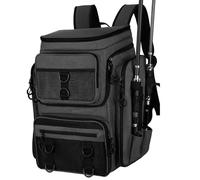 DLZFUDTY Fishing Bag,Fishing Backpack Fishing Backpack with Rod Holders Large Tackle Bag Store Gear Water-Resistant Lure Organizer Storage Bagpack(Black)