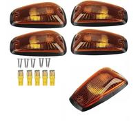 DLZFUDTY Solar Cab Light,Solar Powered Cab Lights 5pcs Amber LED Cab Roof Top Marker Lamps Running Lights Fit Use For Truck SUV For Chevy GMC 1988-2002 (Black Smoked Transparency Lens)(Amber)