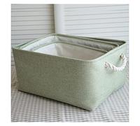 DLZFUDTY Storage Boxes,Fabric Boxes Cotton Linen Square Desktop Snack Collection Box Toys Storage Basket Foldable Laundry Baskets Kitchen Items(Green,Small 30x20x16cm)