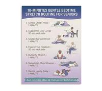 DLZHZDIH 10 Minute Bedtime Stretch Guide Poster Gentle Routine for Seniors and Elderly Home Bedroom Wall-Art Decor Framed,12x18inch(30x45cm)