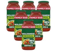 DM Bolognese Original Sauce Italian Pasta Sauce Made with Vegetables and No Artifical Colours, Flavours, or Preservatives Suitable for Vegetarians 675g Glass Jar Serves 6 (Pack of 6)