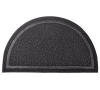 DM Cat Paw Print Litter Tray Mat,Door Mat, Kitty Litter Rug,Half Circle,60x36 cm (Black)