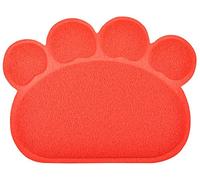 DM Paw-Shaped Large Cat Litter Tray Mat, 60x45 cm (Red), 1 Count