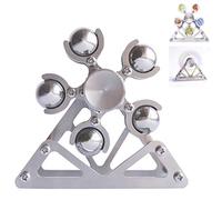 DMaos Ferris Wheel Fidget Spinner, Kinetic Desk Toys Spin with Stand, Metal Stainless Steel Smooth Bearing, High Speed Colorful Marble Rainbow, Premium Gift Figit Toy for Adults Kids - 10 Balls
