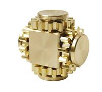 DMaos Fidget Cube Spinner, Linkage 4 Gears Figity Spin Finger Games, Metal Brass with Super Smooth Bearings, Durable Mechanics Romoveable, Small Figit Toy for Adults Kids - Gold