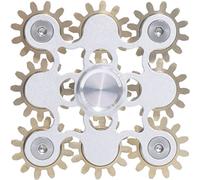 DMaos Fidget Spinner, Figity Toy, 9 Gears Linkage Smooth Metal Brass Stainless Steel with Stable Bearing, Durable Mechanics Romoveable, Gold Figit Toy for Adults - Silver