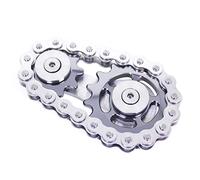 DMaos Fidget Spinner, Sprocket Linkage Bike Chain Spinner Design 2 Gears Figity Spin Finger Games, Metal Stainless Steel Durable Mechanics, Premium Figit Toy - Gray