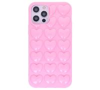 DMaos for iPhone 12 Mini Case for Women, 3D Pop Bubble Heart Kawaii Gel Cover, Cute Girly for iPhone12 Mini 5.4 inch - Pink