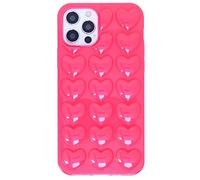 DMaos for iPhone 12 Mini Case for Women, 3D Pop Bubble Heart Kawaii Gel Cover, Cute Girly for iPhone12 Mini 5.4 inch - Hot Pink