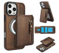 DMaos for iPhone 13 mini Case with Wallet Card Sleeve, Separable Compatible with Magsafe, PU Leather ID Stand Holder, Classic for iPhone13 mini 5.4 inch - Brown