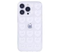 DMaos for iPhone 14/iPhone 13 Case for Women, 3D Pop Bubble Heart Kawaii Gel Cover, Cute Girly 6.1 inch - Clear
