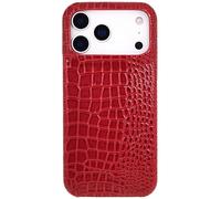 DMaos for iPhone 14 Pro Max Case, Crocodile Synthetic High Gloss Reflective Leather Edge Binding Cover, Slim for iPhone14 Pro Max 2022 6.7 inch - Red