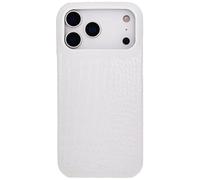 DMaos for iPhone 14 Pro Max Case, Crocodile Synthetic High Gloss Reflective Leather Edge Binding Cover, Slim for iPhone14 Pro Max 2022 6.7 inch - White