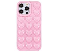 DMaos for iPhone 15 Plus/iPhone 14 Plus Case for Women, 3D Pop Bubble Heart Kawaii Gel Cover, Cute Girly 6.7 inch - Pink