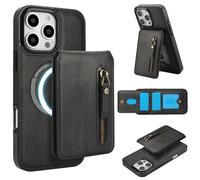 DMaos for iPhone 15 Pro Case with Wallet Card Sleeve, Separable Compatible with Magsafe, PU Leather ID Stand Holder, Classic for iPhone15 Pro 2023 6.1 inch - Black
