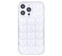 DMaos for iPhone 16 Pro Max Case for Women, 3D Pop Bubble Heart Kawaii Gel Cover, Cute Girly for iPhone16 Pro Max 6.9 inch - Clear