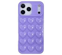 DMaos for iPhone 17 Pro Case for Women, 3D Pop Bubble Heart Kawaii Gel Cover, Cute Girly for iPhone17 Pro 6.3 inch - Lavender