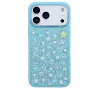 DMaos for iPhone Air Case for Women, Bling Sparkly Diamond Cover with Crystal Pearls, Super Cute for iPhoneAir 6.5 inch - Teal