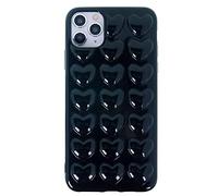 DMaos iPhone 11 Pro Case for Women, 3D Pop Bubble Heart Kawaii Gel Cover, Cute Girly for iPhone11 Pro 5.8 inch - Black