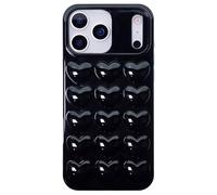 DMaos iPhone Air Case for Women, 3D Pop Bubble Heart Kawaii Gel Cover, Cute Girly for iPhoneAir 6.5 inch - Black